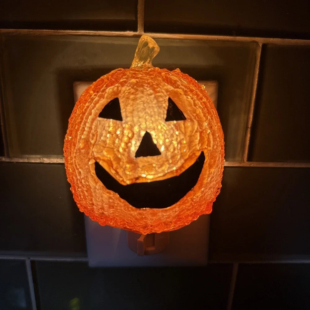Halloween Spun Acrylic Pumpkin Jack O'Lantern 4